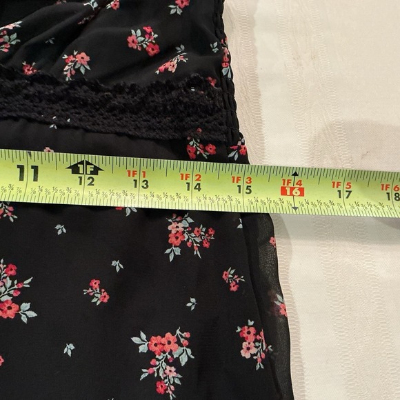 No Boundaries Dress M Black Floral Spagetti Shift Midi Smocked Empire Y2K Goth - Picture 6 of 10